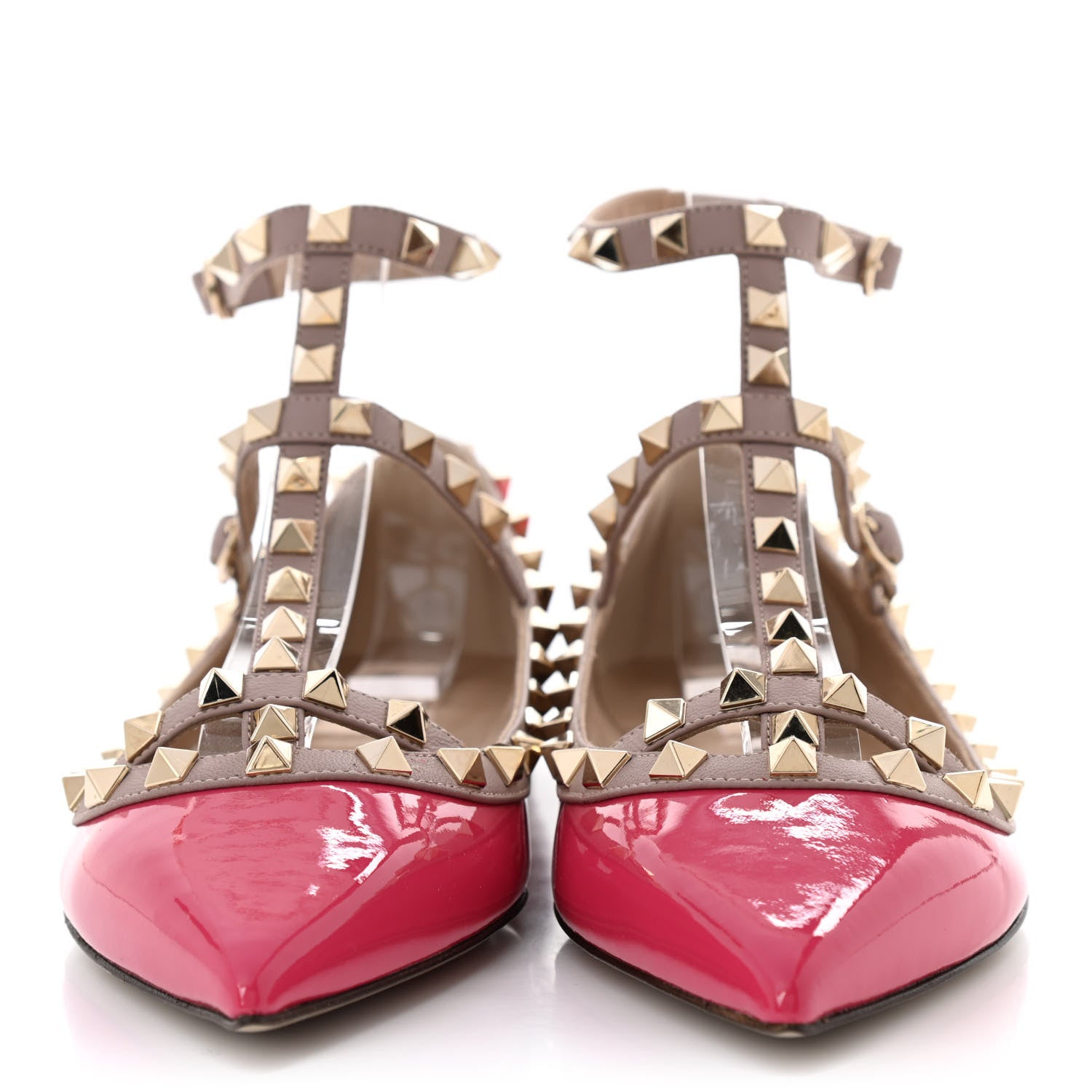 Valentino Garavani Patent Nappa Rockstud Cage Ballerina Flats 38 Deep Fuxia Poudre 2 of 10