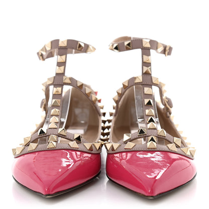 Valentino Garavani Patent Nappa Rockstud Cage Ballerina Flats 38 Deep Fuxia Poudre 2 of 10