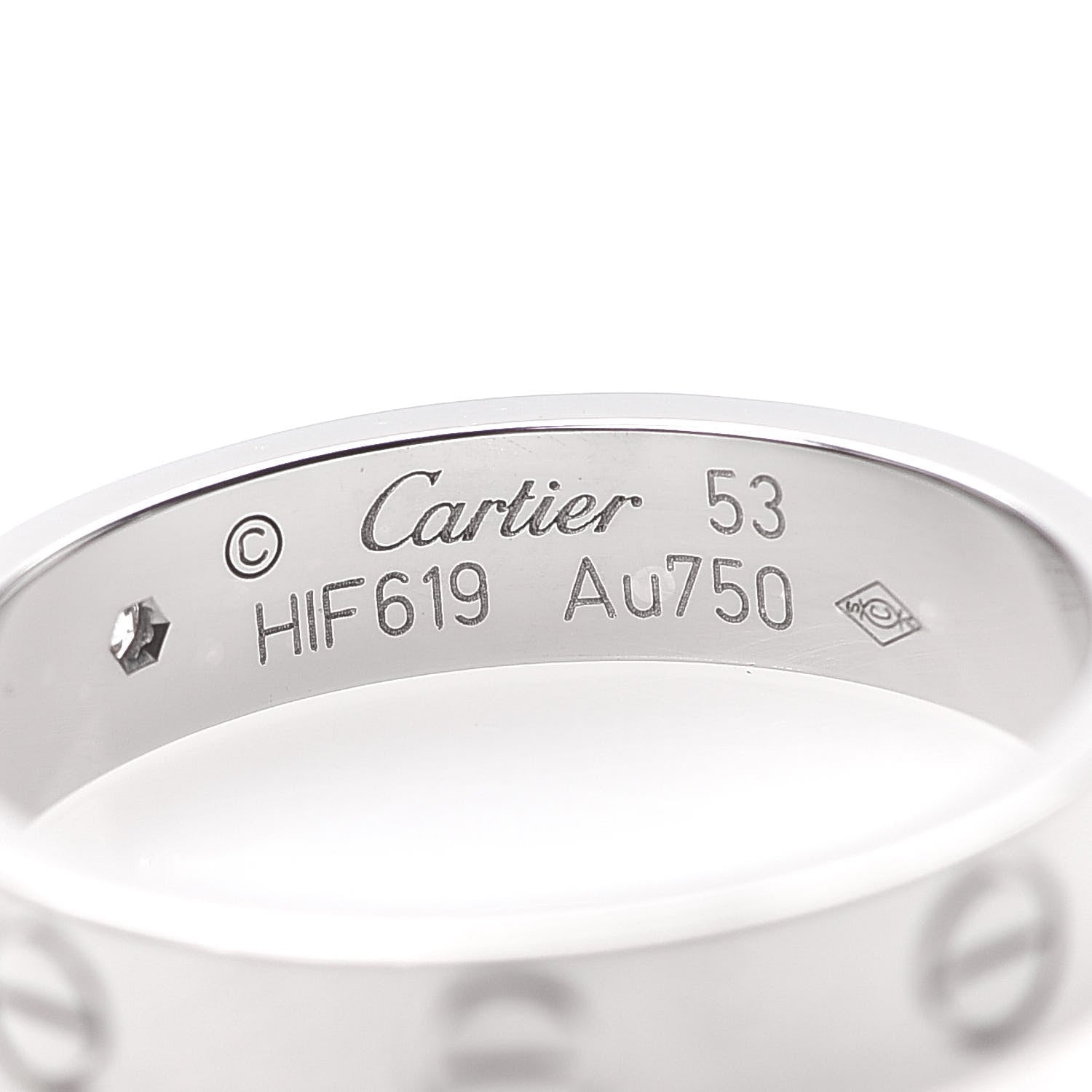 Cartier 18K White Gold Diamond 4mm LOVE Wedding Band Ring 53 6.25 4 of 6