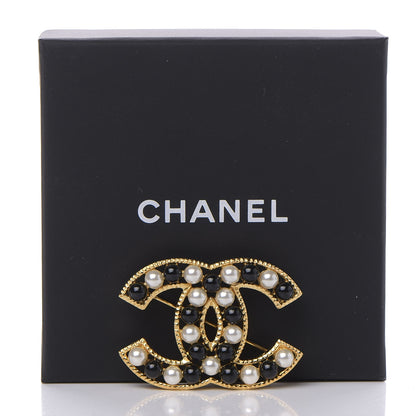 Chanel Pearl CC Brooch Gold Black 4 of 4