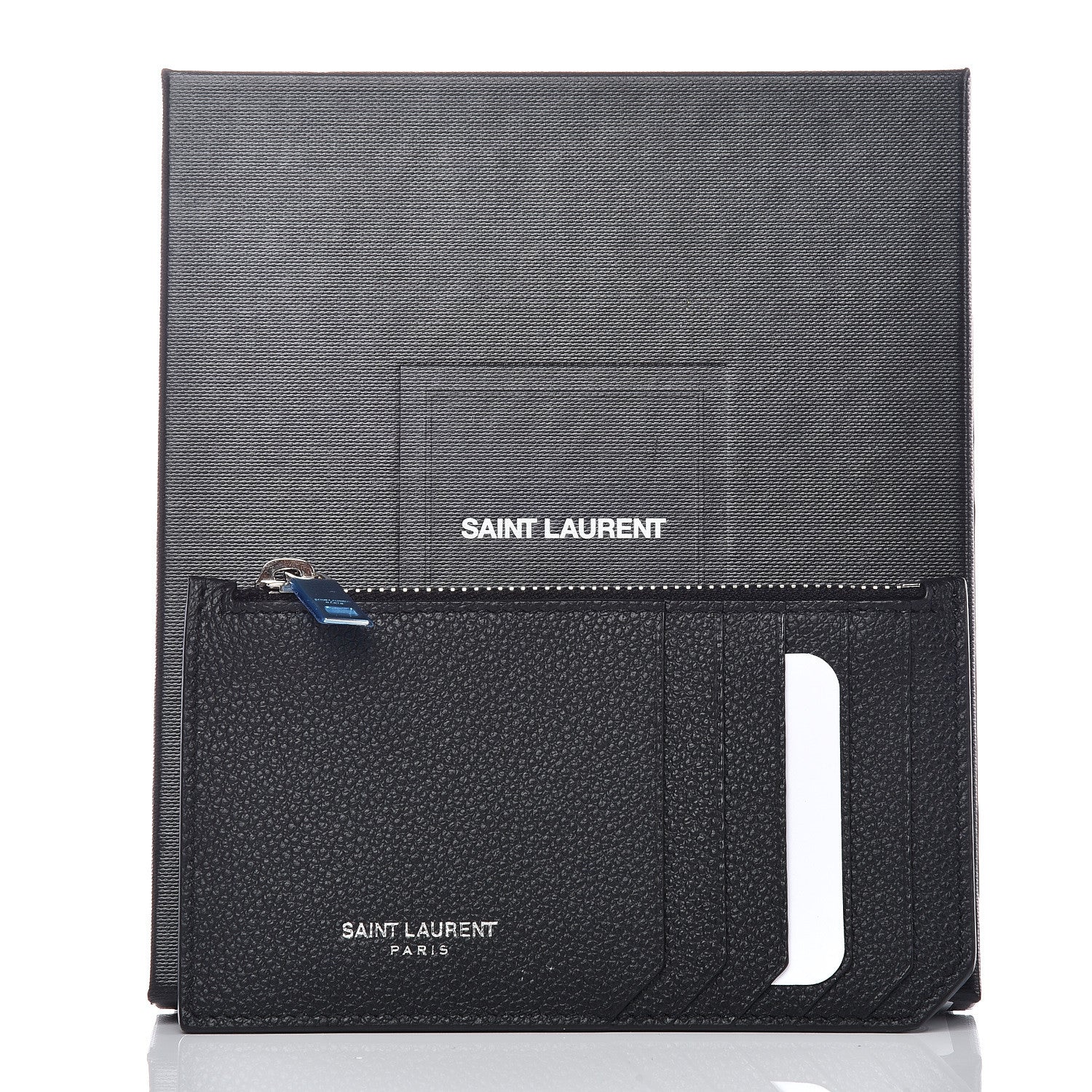 Saint Laurent Grained Calfskin 5 Fragments Zip Pouch Card Holder Black 10 of 10