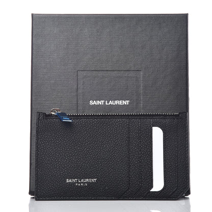 Saint Laurent Grained Calfskin 5 Fragments Zip Pouch Card Holder Black 10 of 10
