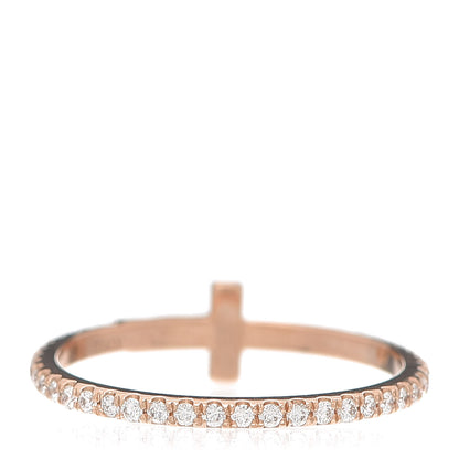 Tiffany 18K Rose Gold Diamond T Wire Pave Ring 45 3.25 3 of 5