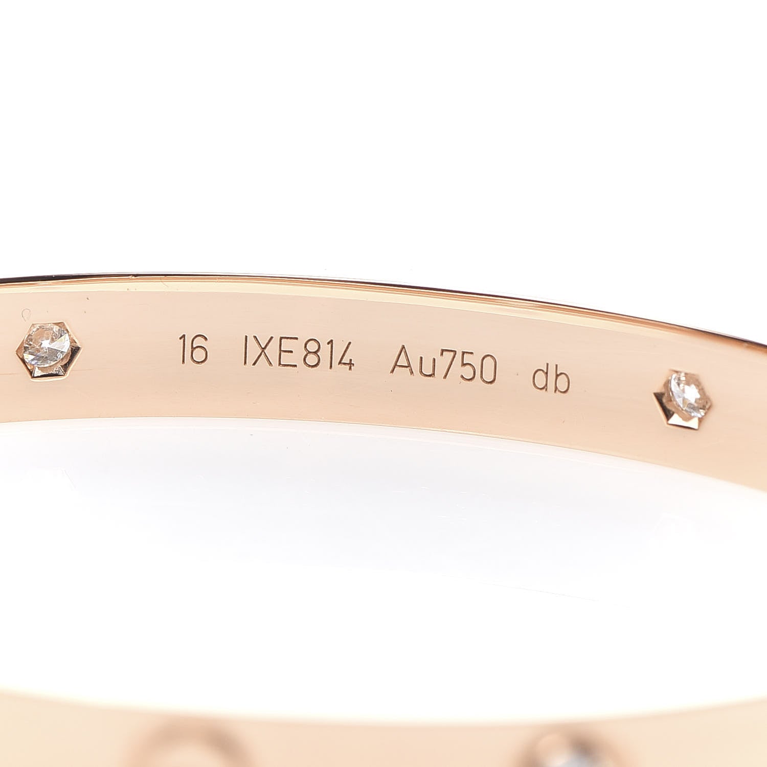 Cartier 18K Pink Gold 4 Diamond LOVE Bracelet 16 6 of 8