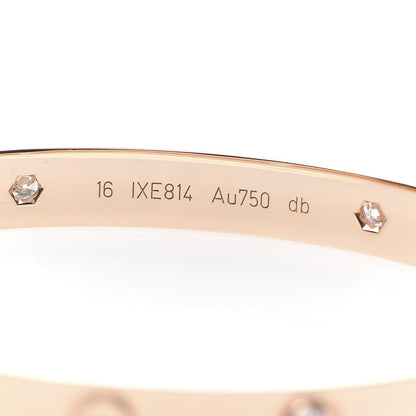 Cartier 18K Pink Gold 4 Diamond LOVE Bracelet 16 6 of 8