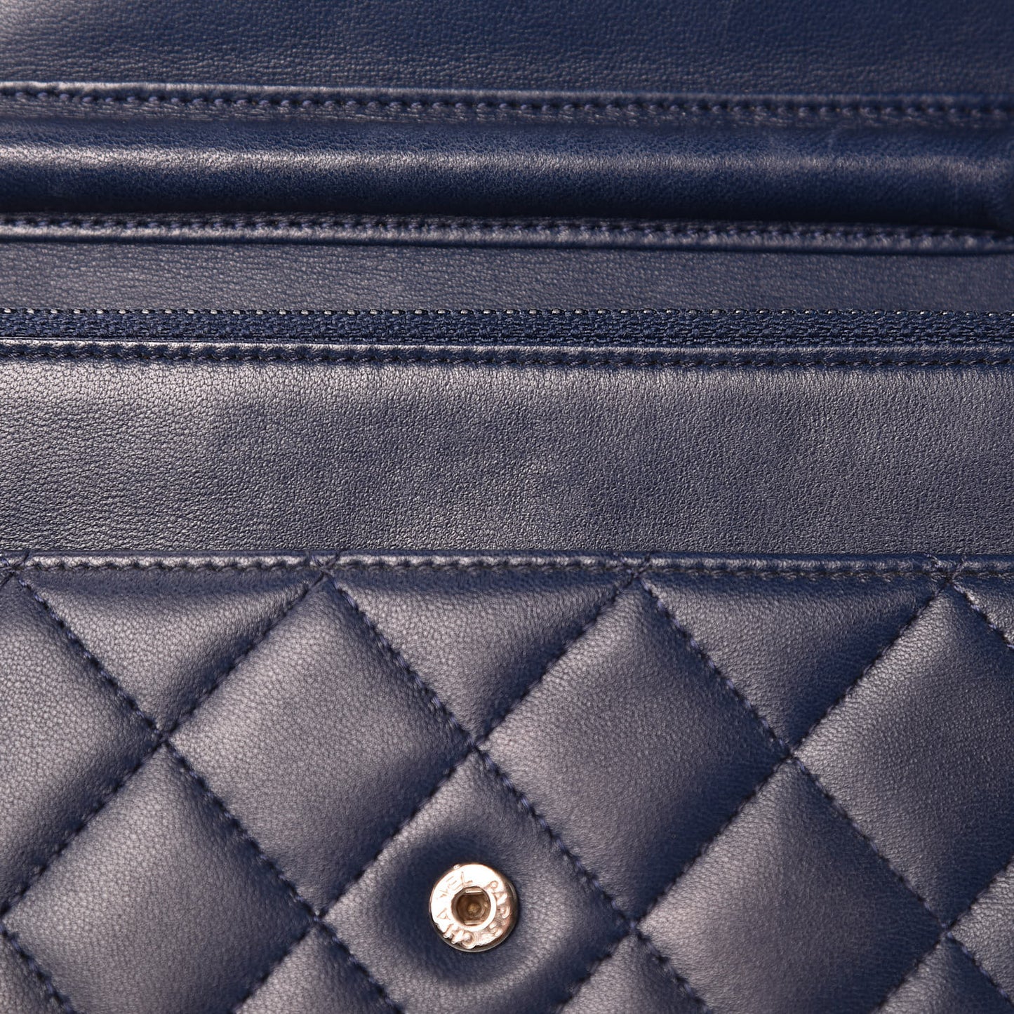 Lambskin Quilted Wallet On Chain WOC Blue