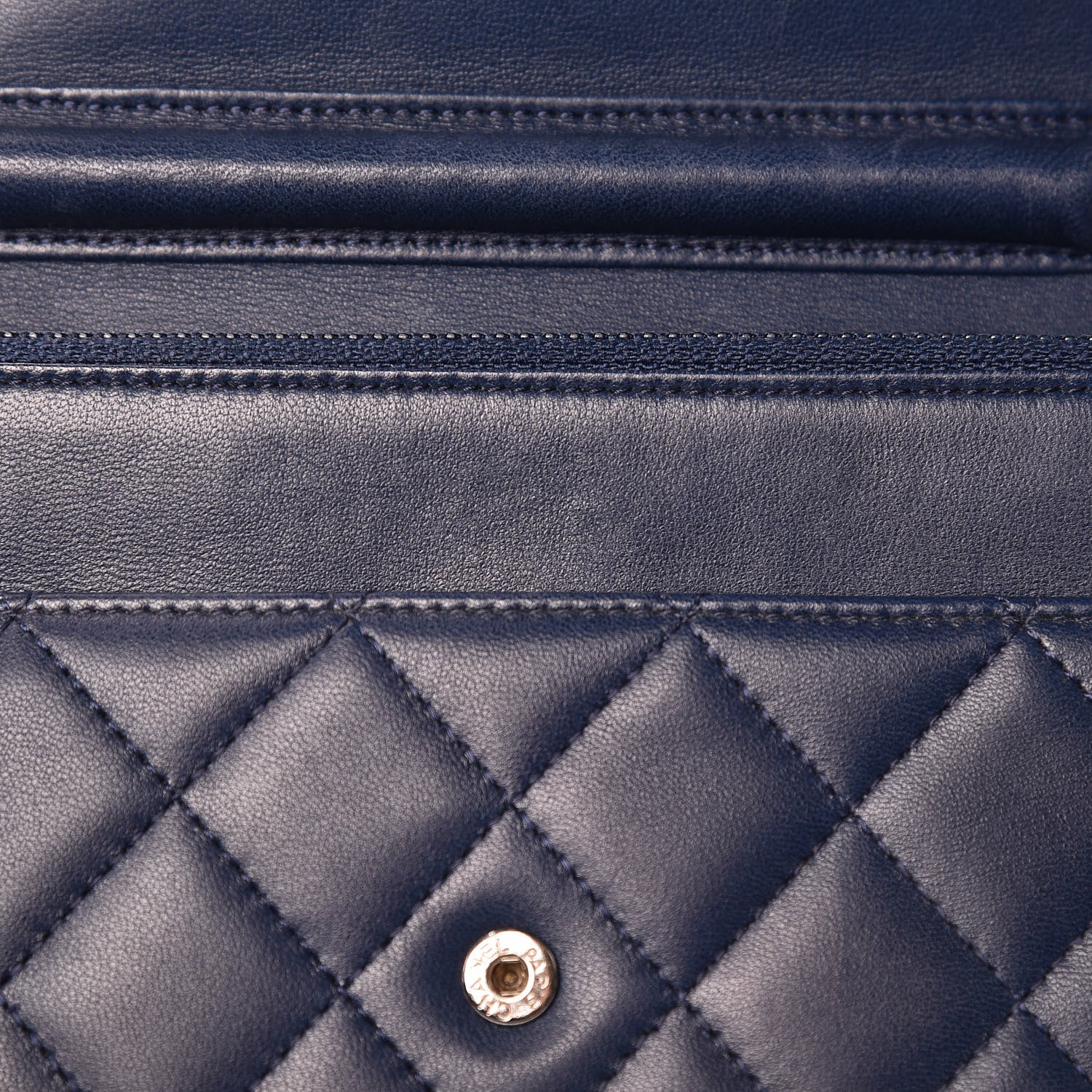 Chanel Lambskin Quilted Wallet On Chain WOC Blue 11 of 16