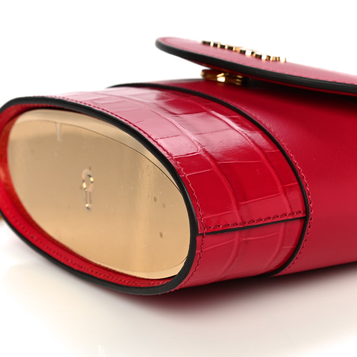 Chloe Calfskin Crocodile Embossed Small Aby Lock Dusky Red 9 of 9