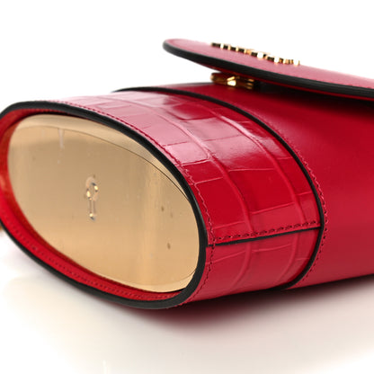 Chloe Calfskin Crocodile Embossed Small Aby Lock Dusky Red 9 of 9