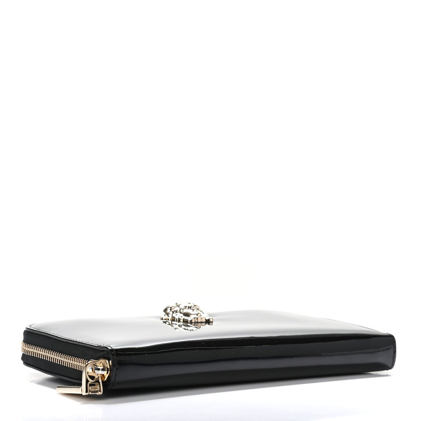 Patent Palazzo Medusa Zip Around Wallet Black