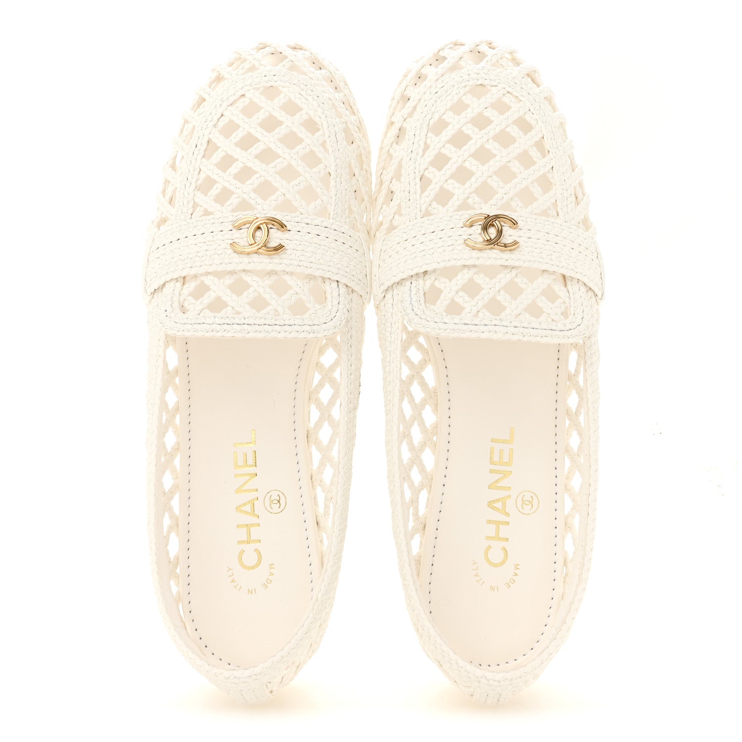 Chanel Braided Lambskin CC Mocassin Loafers 41 White 2 of 10