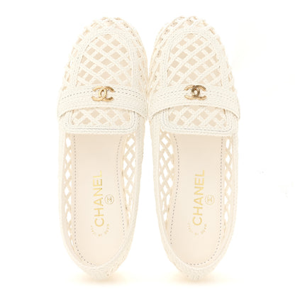 Chanel Braided Lambskin CC Mocassin Loafers 41 White 2 of 10
