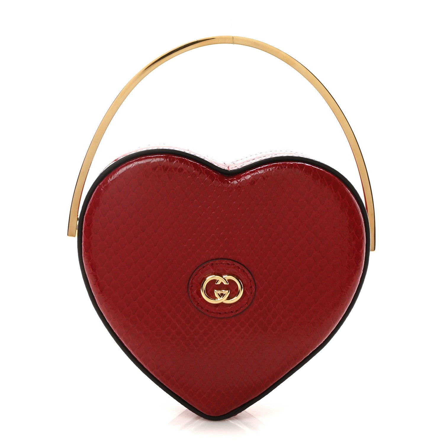 Gucci Snakeskin Broadway Mini Heart Top Handle Bag Rasberry Candy 1 of 11