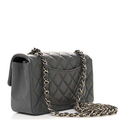 Chanel Lambskin Quilted Mini Rectangular Flap Grey 3 of 12