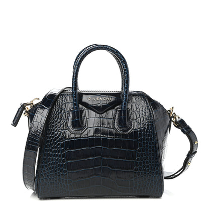 Givenchy Calfskin Crocodile Embossed Mini Antigona Navy 1 of 9