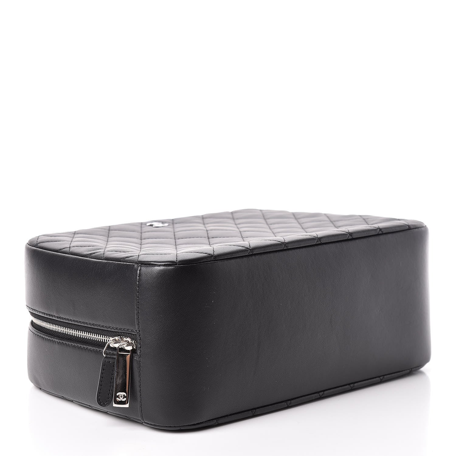Chanel Lambskin Quilted Large Curvy Pouch Cosmetic Case Black 4 of 7