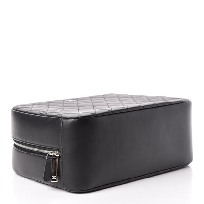 Chanel Lambskin Quilted Large Curvy Pouch Cosmetic Case Black 4 of 7