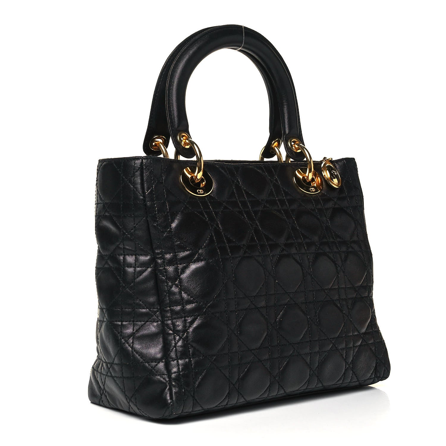 Christian Dior Lambskin Cannage Medium Lady Dior Black 2 of 8