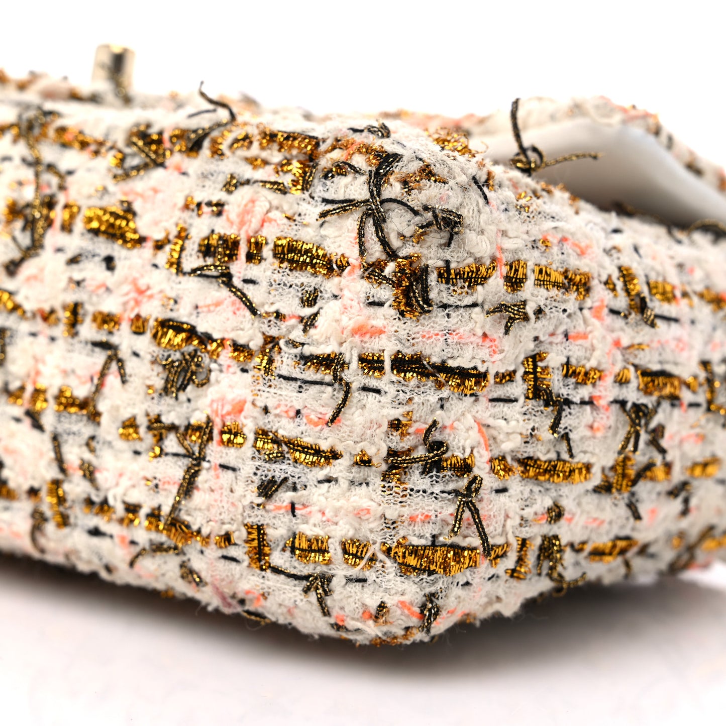 Tweed Quilted Mini Rectangular Flap White