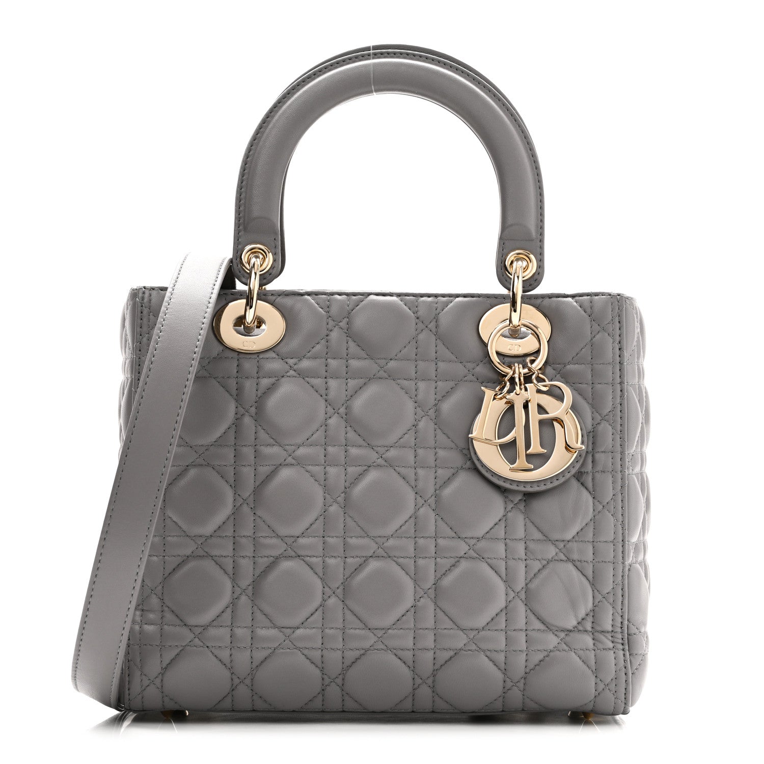 Christian Dior Lambskin Cannage Medium Lady Dior Grey 1 of 9