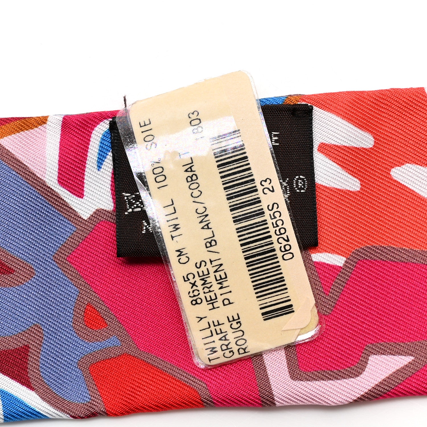 Hermes Silk Graff Graffiti Twilly Rouge Piment White Cobalt 3 of 4