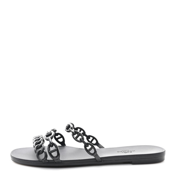Hermes Rubber Chaine d'Ancre Rivage Sandals 38 Black 1752480