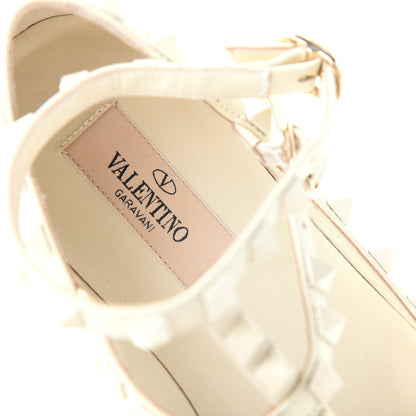 Valentino Garavani Calfskin Lacquered Monochrome Rockstud Cage Ballerina Flats 36 Avorio 8 of 11
