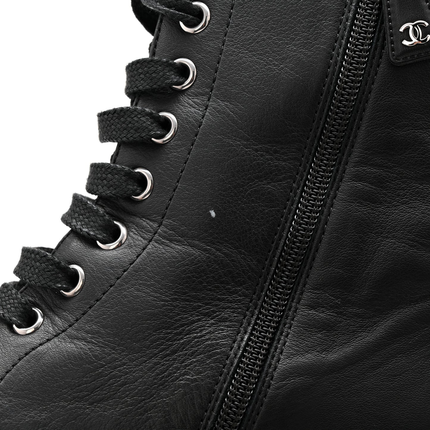 Calfskin Cap Toe Lace Up Combat Boots 39 Black