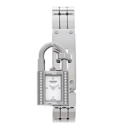 Hermes Stainless Steel Diamond 16mm Kelly Quartz Watch 1 of 6