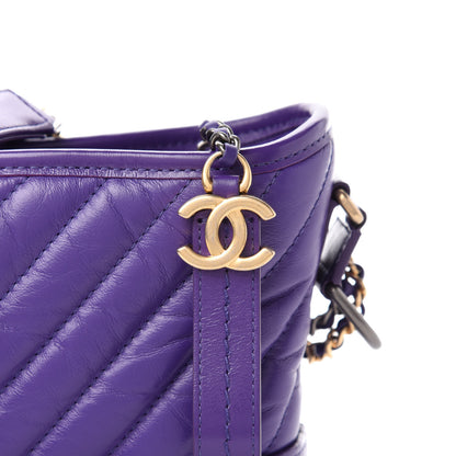 Chanel Aged Calfskin Chevron Quilted Small Gabrielle Hobo Purple 11 of 11