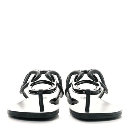 Hermes Rubber Womens Egerie Sandals 38 Black 2 of 8