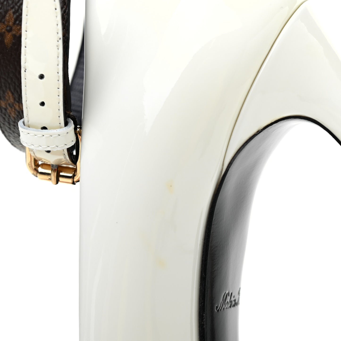 Monogram Patent Call Back Pumps 36 White
