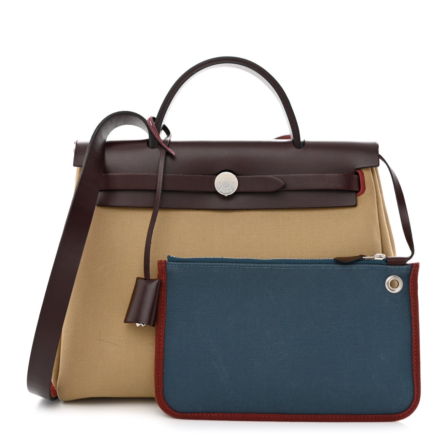 Hermes Toile Officier Vache Hunter Verso Herbag Zip PM 31 Rouge Sellier Trench Bleu Tempete 1 of 12