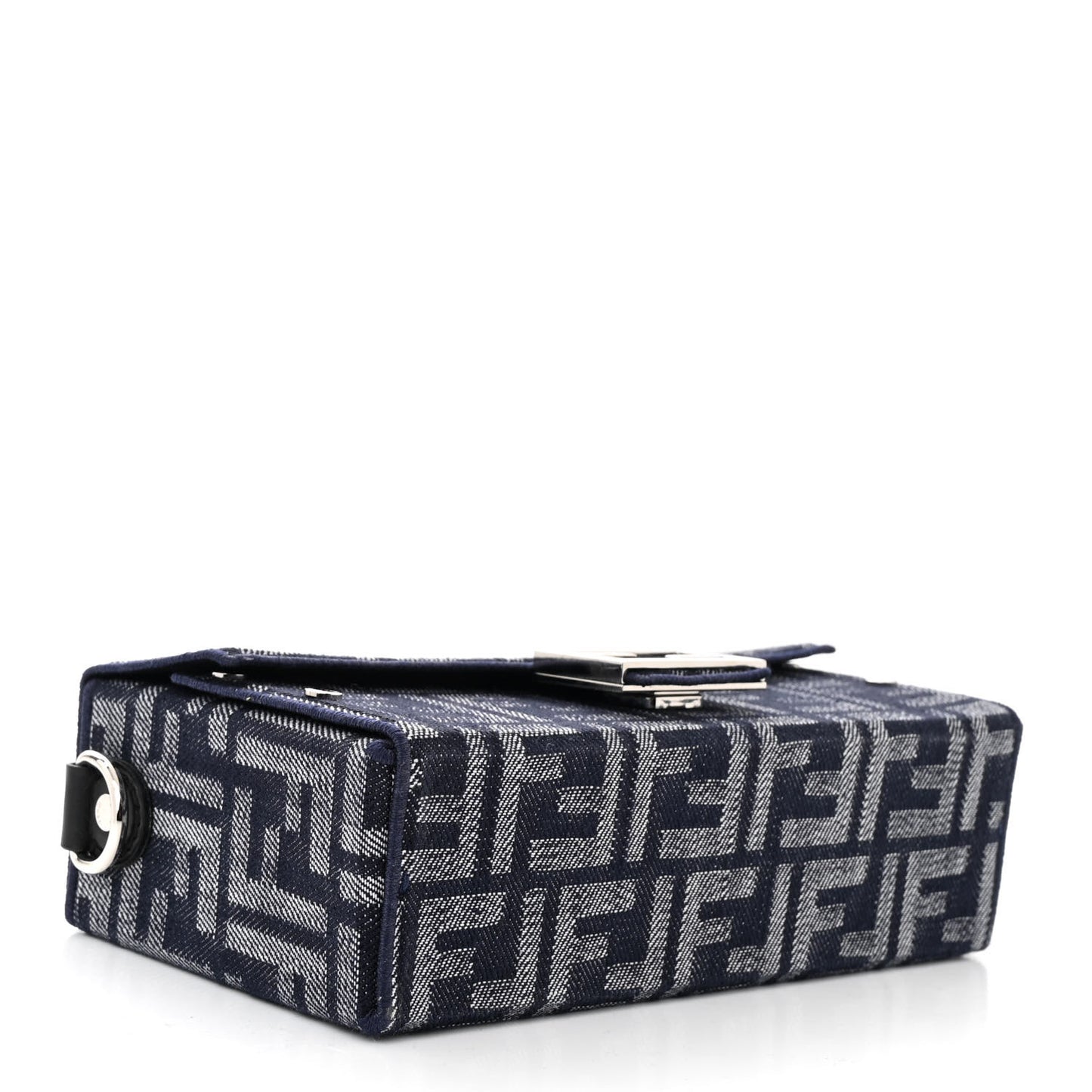 Fabric Jacquard Reactive Jean Denim Vitello Cover FF Baguette Soft Trunk Blue Black