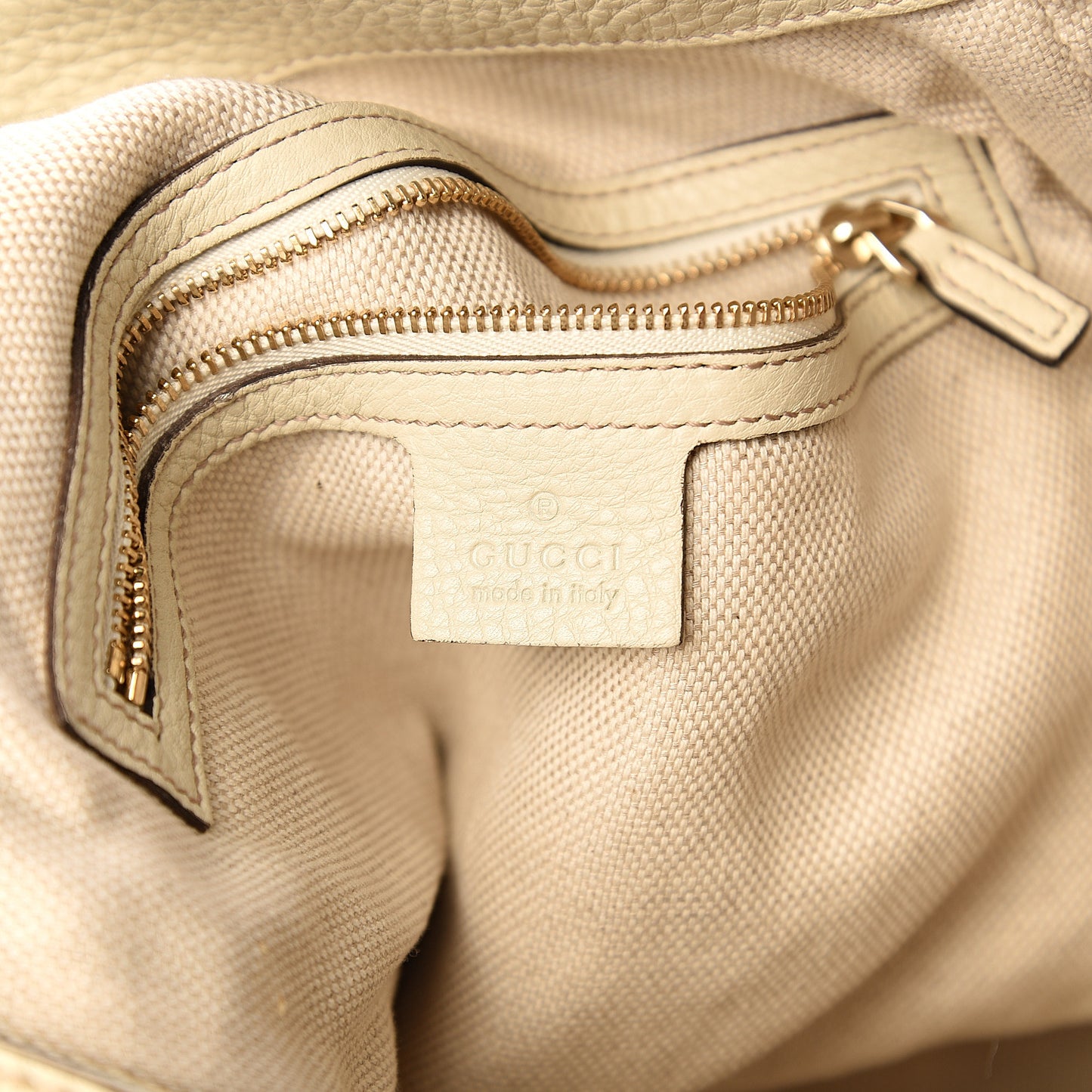 Pebbled Calfskin Medium Soho Shoulder Bag Off White