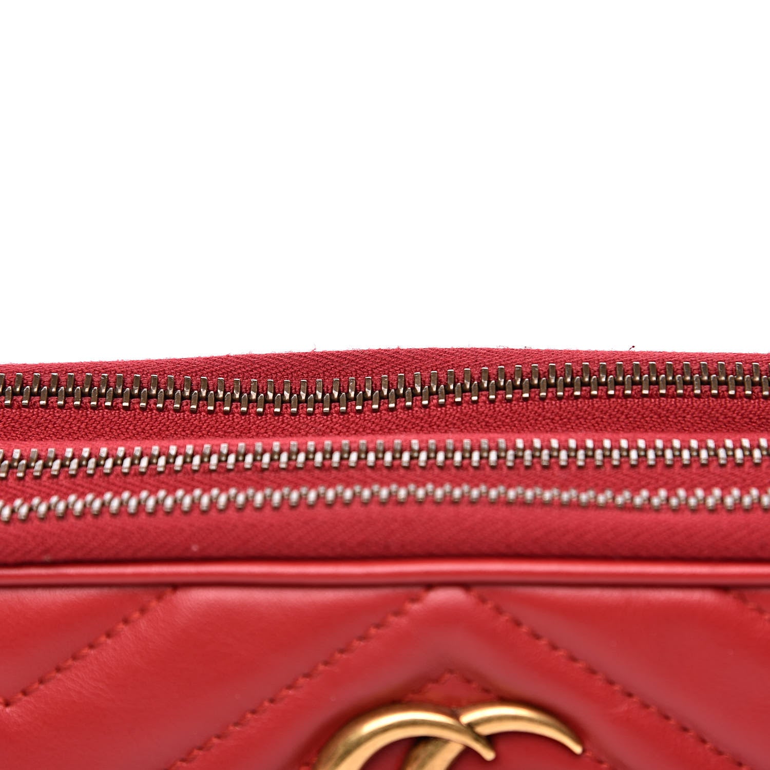 Gucci Calfskin Matelasse Mini GG Marmont Chain Crossbody Bag Hibiscus Red 10 of 13