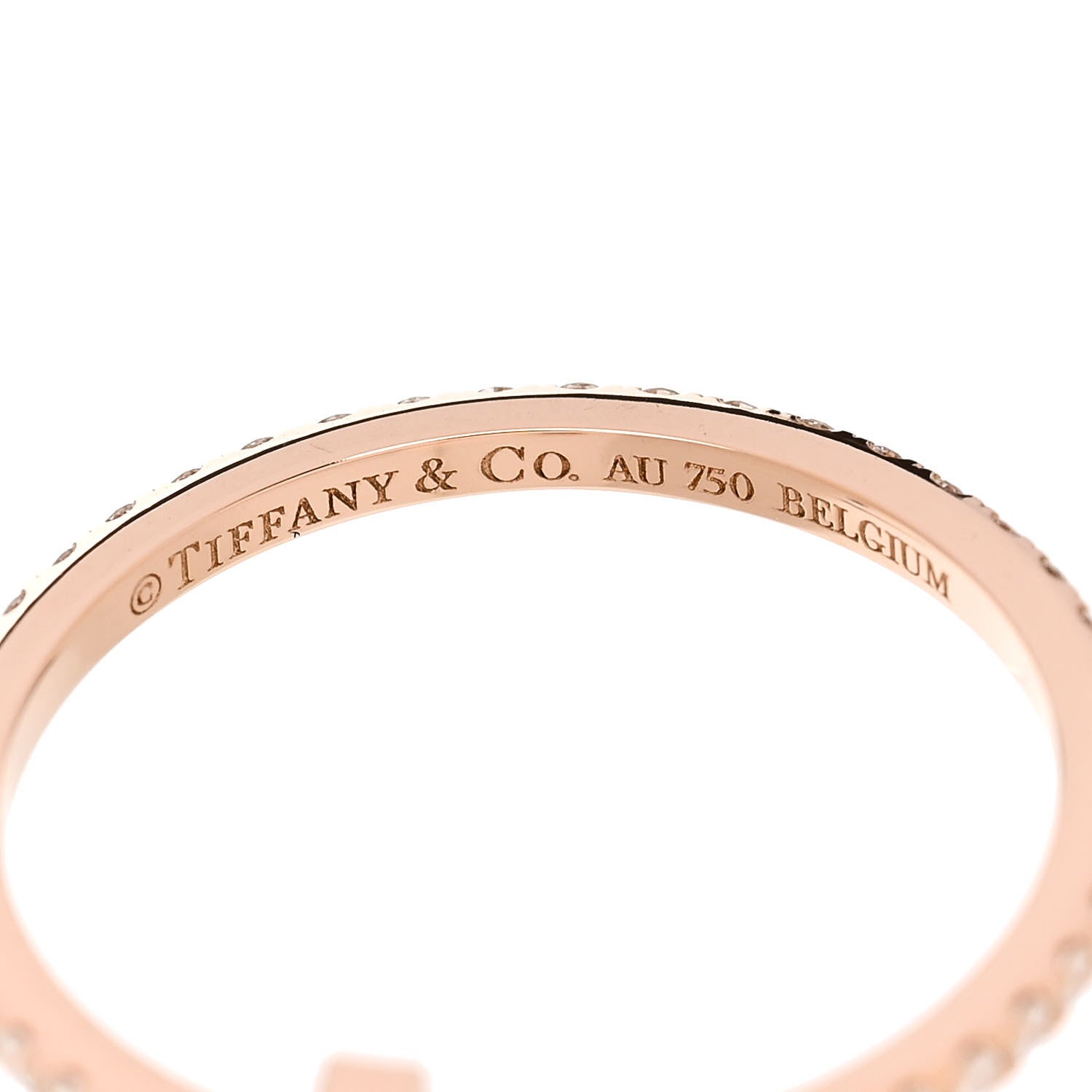Tiffany 18K Rose Gold Diamond T Wire Pave Ring 48 4.5 4 of 4