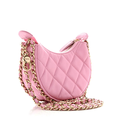 Chanel Lambskin Quilted Mini Chain Around Hobo Pink 3 of 11
