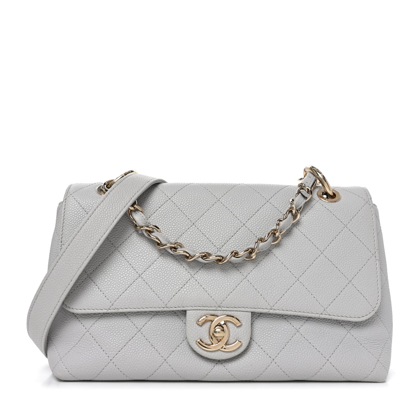 Caviar Quilted City Walk Flap Light Grey