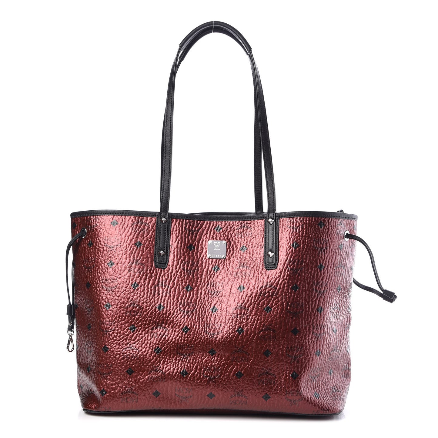 Metallic Visetos Medium Shopper Tote Scooter Red