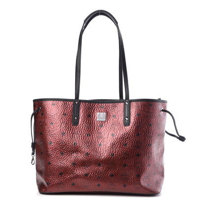 MCM Metallic Visetos Medium Shopper Tote Scooter Red 1 of 8
