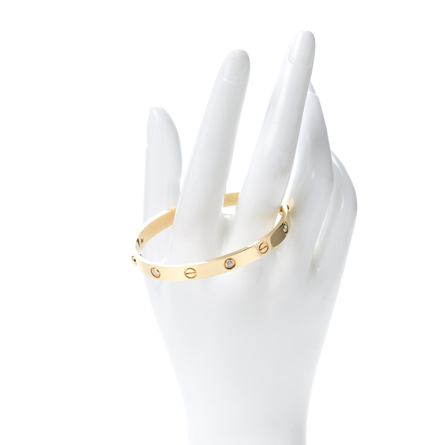 Cartier 18K Yellow Gold 6 Diamond LOVE Bracelet 17 2 of 6