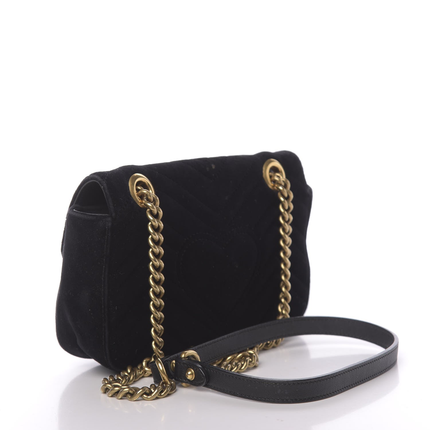 Gucci Velvet Matelasse Mini GG Marmont Shoulder Bag Black 4 of 14