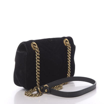 Gucci Velvet Matelasse Mini GG Marmont Shoulder Bag Black 4 of 14