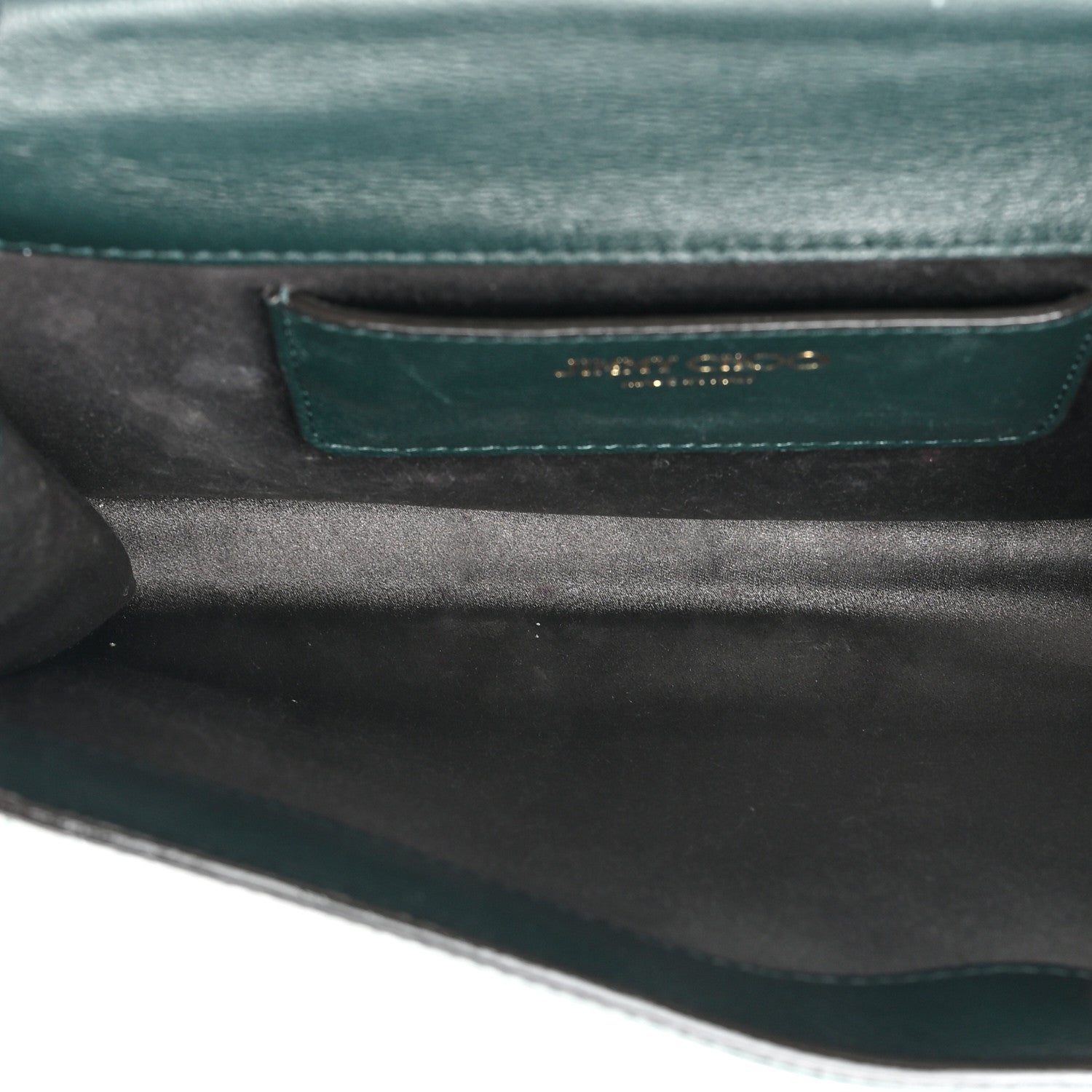 Jimmy Choo Calfskin Crocodile Embossed Varenne Chain Clutch Dark Green 5 of 19