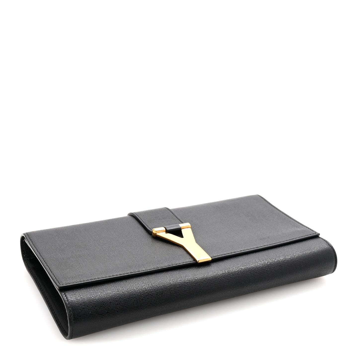 Textured Calfskin Classic Y Ligne Clutch Black