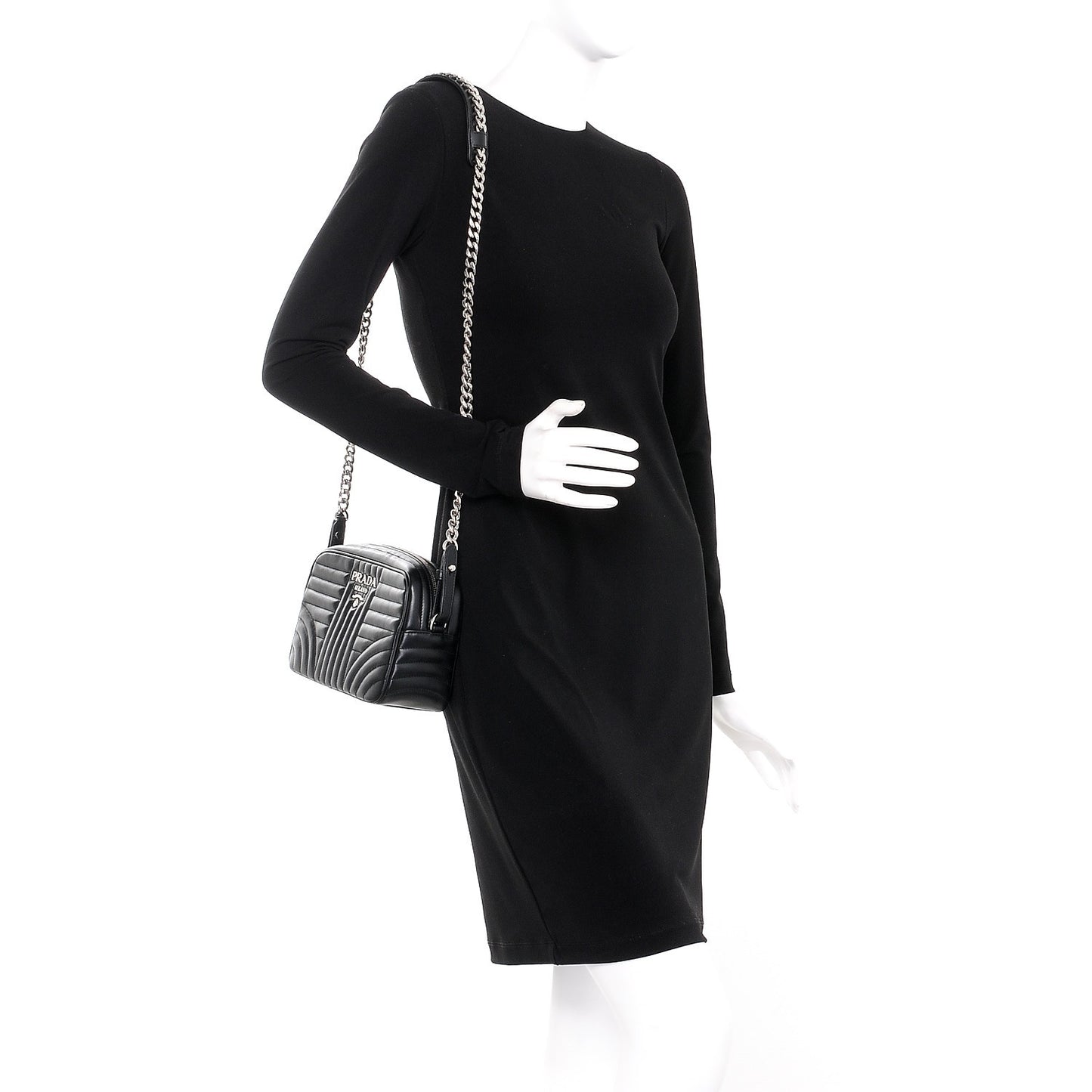 Soft Calfskin Diagramme Crossbody Bag Black