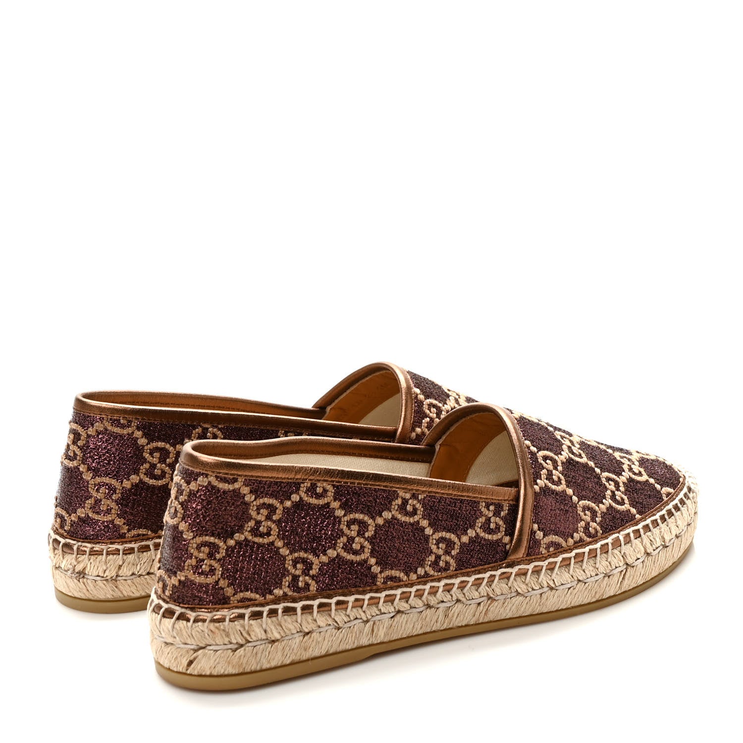 Gucci Lame Nappa GG Monogram Espadrilles 39 Brown Beige Light Bronze 4 of 8