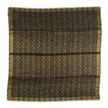 Louis Vuitton Silk Wool Monogram Shine Shawl Black 1 of 3