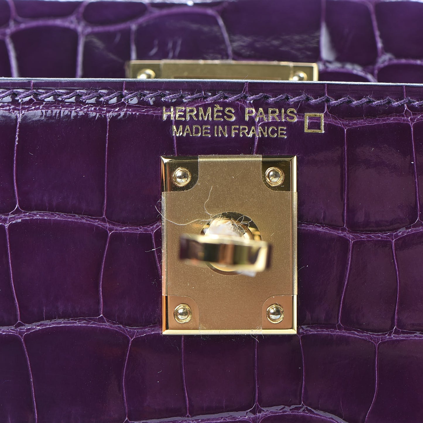 Shiny Alligator Mini Kelly Sellier 20 Cassis